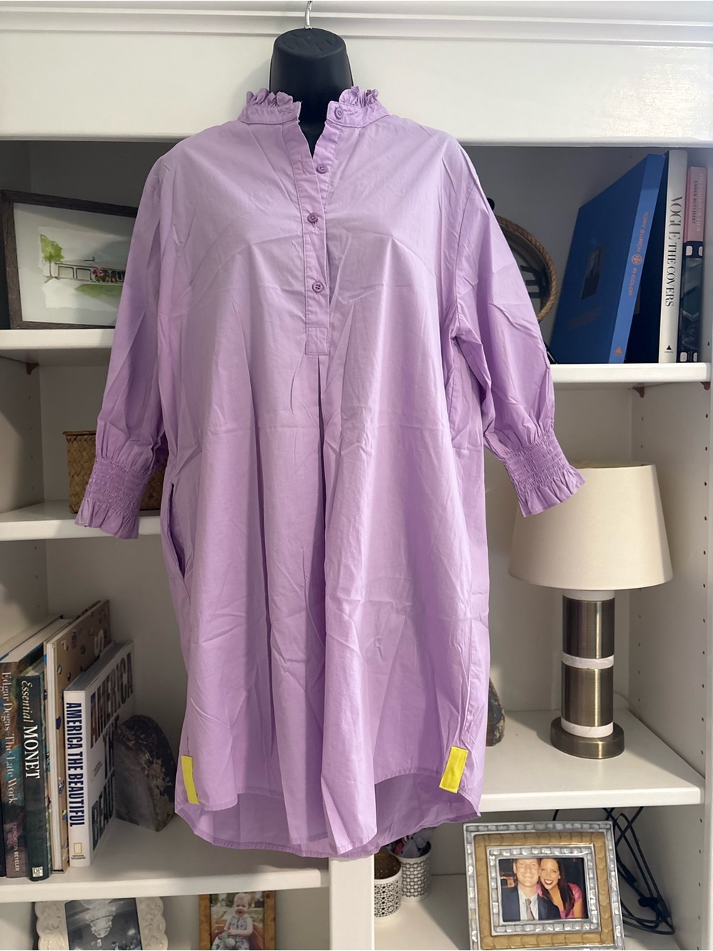 Caryn Lawn Lavender Ruffle Collar Tunic Dress
